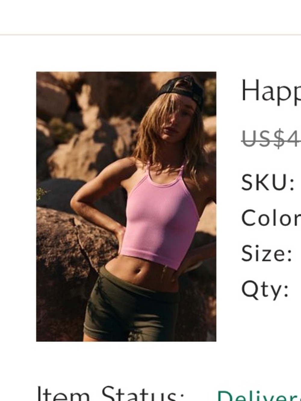 Free People Pastel Pink Ribbed Halter Crop Top